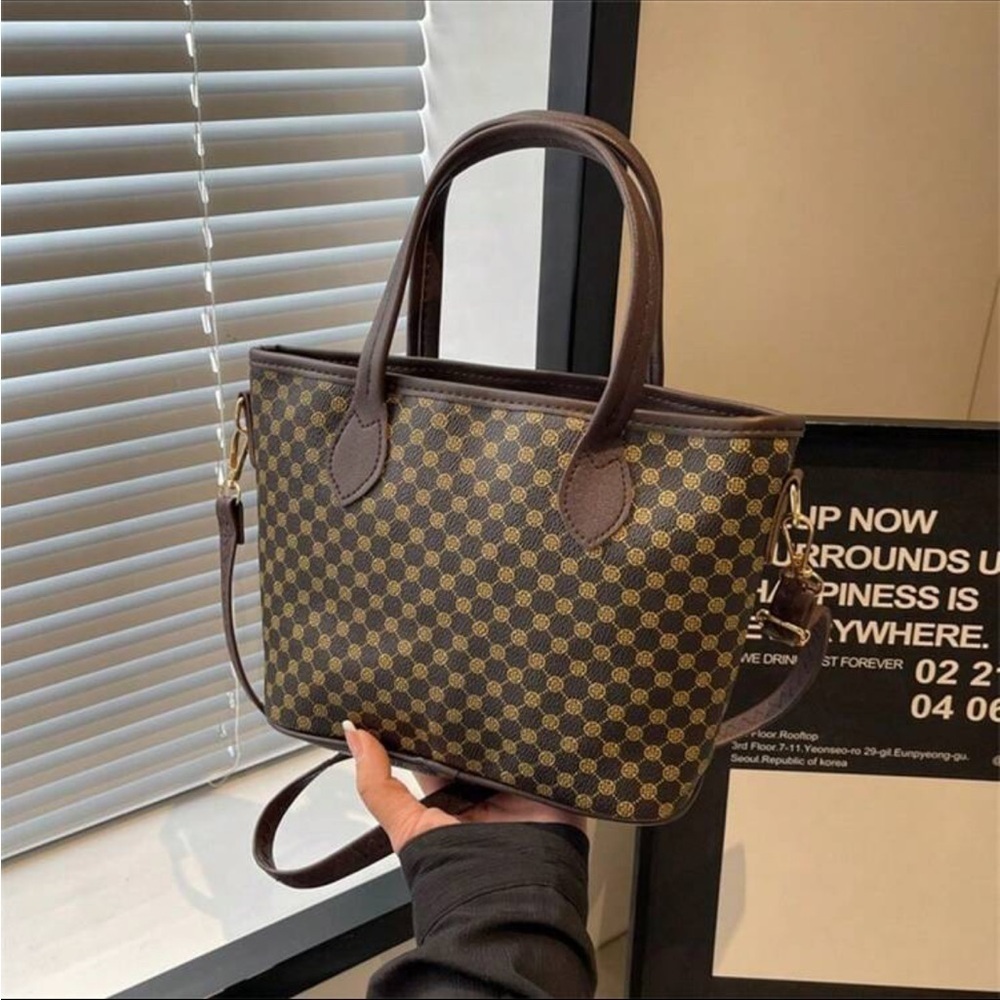 ⚠️Clearance Coffee Brown Print Shoulder Tote Bag - Picture 2 of 8